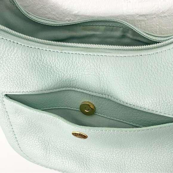 STONE MOUNTAIN Green Soft Leather Adjustable Strap Zipper Closure Shoulder Bag - Picture 10 of 14